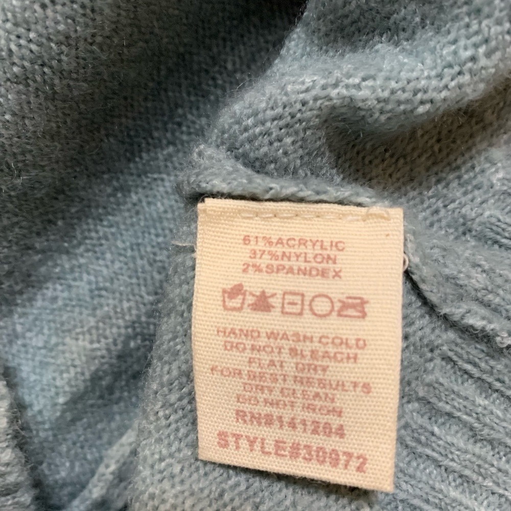 Hem & Thread cowl neck blue sweater, S - Picture 2 of 5